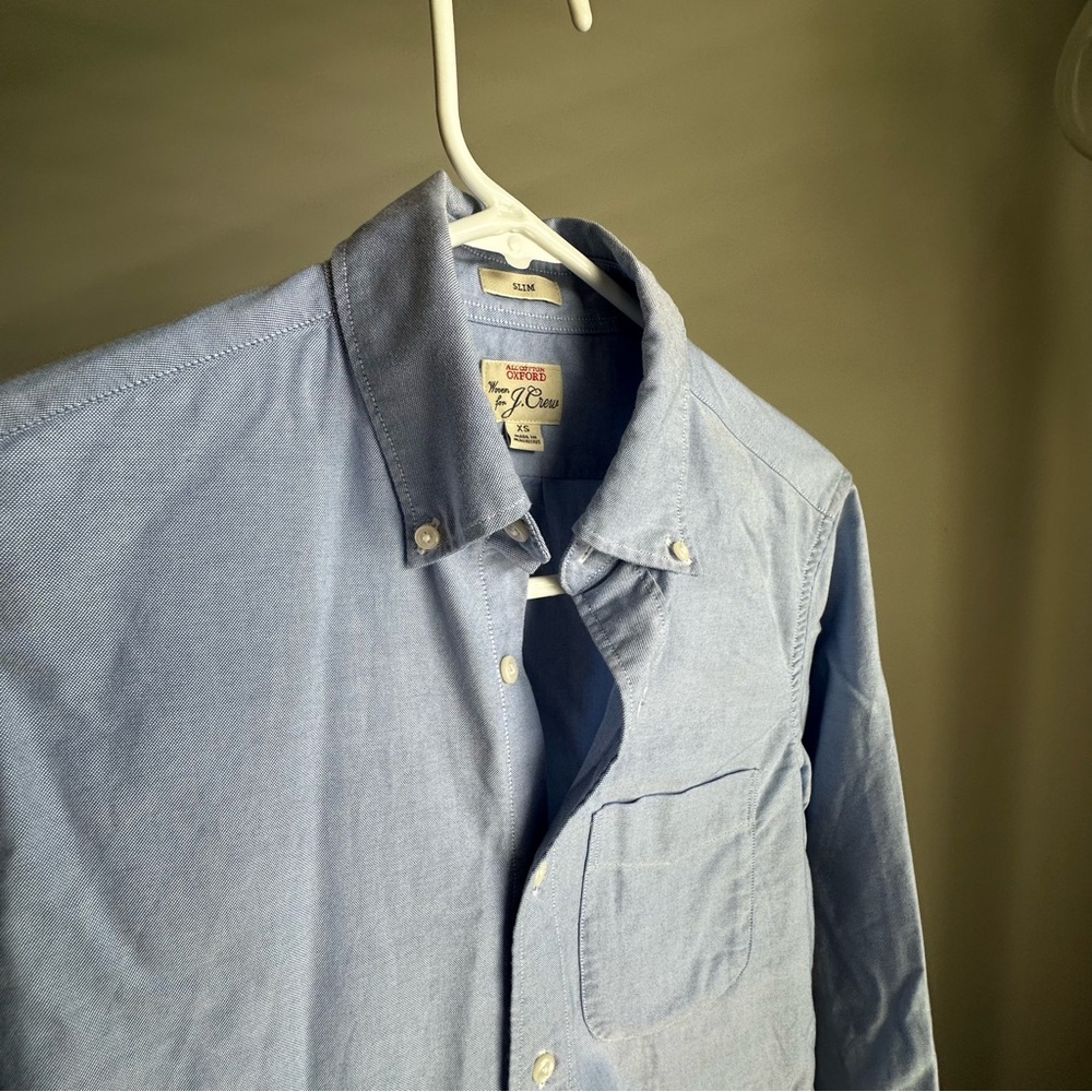 Men's Slim Blue All Cotton Oxford Button-Down Shirt J. Crew